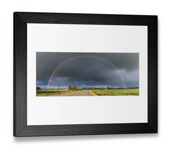 Framed Print : Double rainbow over road through countryside. Nivala, Northern Ostrobothnia, Finland Framed Print : Double rainbow over road through countryside. Nivala, Northern Ostrobothnia, Finland