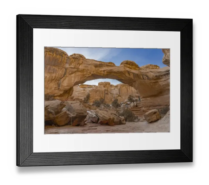 Framed Print : Hickman Bridge, rock arch in Navajo sandstone. Capitol Reef National Park, Utah, USA Framed Print : Hickman Bridge, rock arch in Navajo sandstone. Capitol Reef National Park, Utah, USA