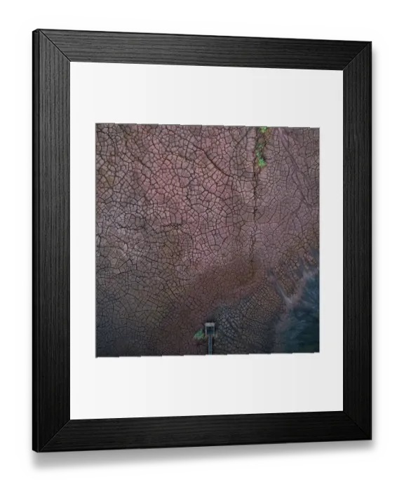 Framed Print : Abandoned red mud (alumina) pond, where highly alkaline waste product produced by Framed Print : Abandoned red mud (alumina) pond, where highly alkaline waste product produced by