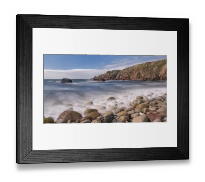 Framed Print : Pebbles on shoreline, cliffs along coast beyond. Bloody Foreland, Knockfola Framed Print : Pebbles on shoreline, cliffs along coast beyond. Bloody Foreland, Knockfola