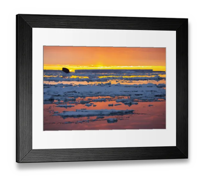 Framed Print : Sunset over sea ice in Weddell Sea, sky reflected in water Framed Print : Sunset over sea ice in Weddell Sea, sky reflected in water
