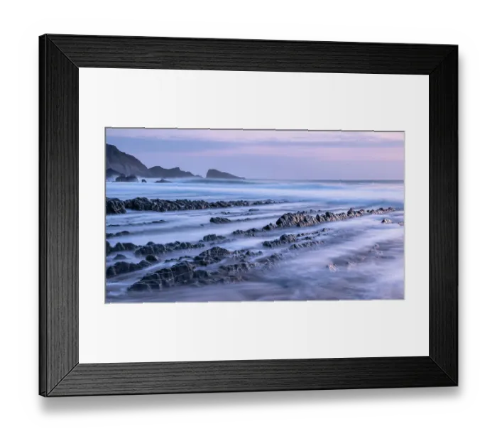 Framed Print : Welcombe Mouth at high tide, evening light, taken with long exposure, Welcombe, North Devon, UK. April Framed Print : Welcombe Mouth at high tide, evening light, taken with long exposure, Welcombe, North Devon, UK. April