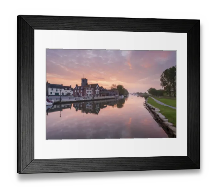Framed Print : Wareham Quay, buildings reflected in River Frome at sunrise. Wareham, Dorset, England, UK Framed Print : Wareham Quay, buildings reflected in River Frome at sunrise. Wareham, Dorset, England, UK
