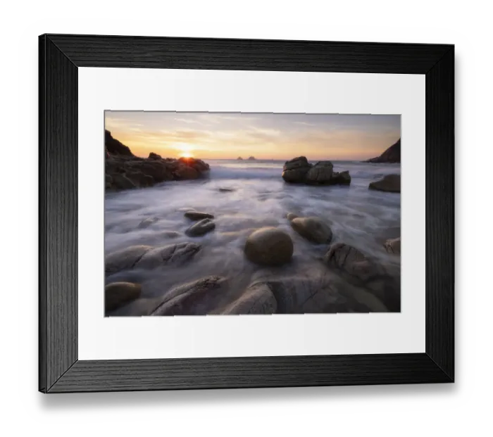Framed Print : RF - Rocks on Porth Nanven beach at sunset. Cot Valley, near St Just, Cornwall, England Framed Print : RF - Rocks on Porth Nanven beach at sunset. Cot Valley, near St Just, Cornwall, England