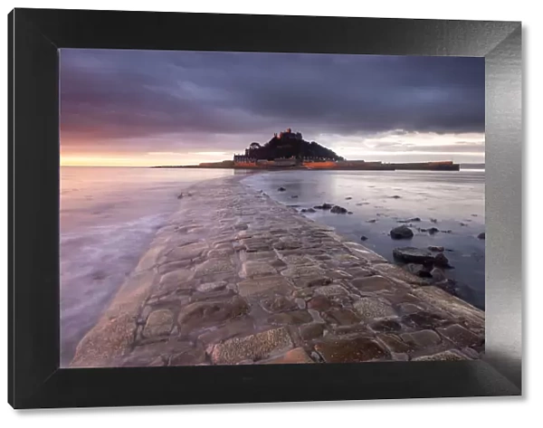 RF - Causeway leading to St Michaels Mount, at sunrise