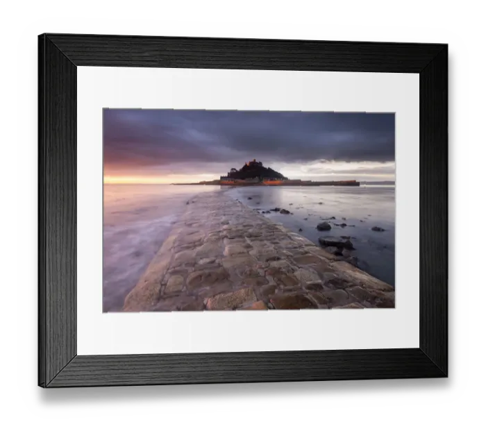 Framed Print : RF - Causeway leading to St Michaels Mount, at sunrise Framed Print : RF - Causeway leading to St Michaels Mount, at sunrise