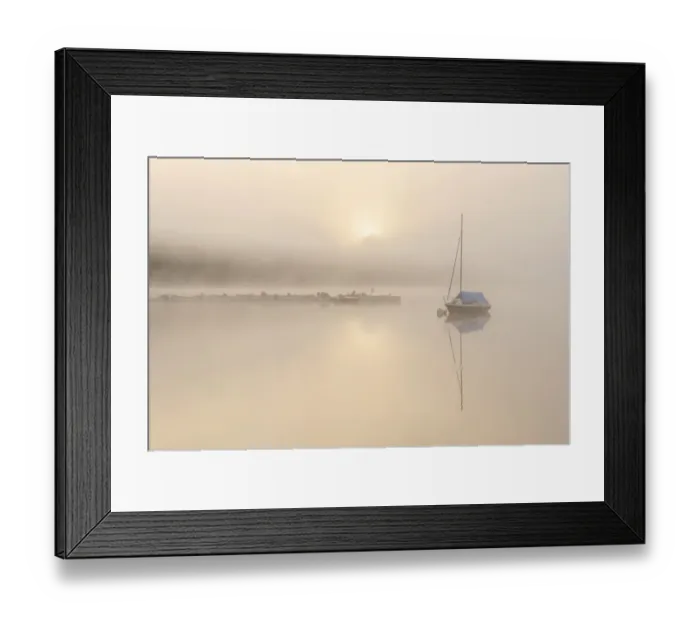 Framed Print : RF - Sailing boat in mist at sunrise, reflected in Wimbleball Lake Framed Print : RF - Sailing boat in mist at sunrise, reflected in Wimbleball Lake