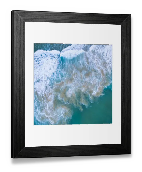 Framed Print : Aerial view of the sea over Antuerta beach, Trasmiera Coast Framed Print : Aerial view of the sea over Antuerta beach, Trasmiera Coast