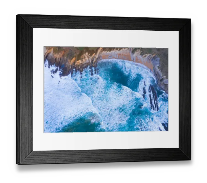 Framed Print : Aerial view of sea and Tagle beach, Cantabria, Spain. February 2020 Framed Print : Aerial view of sea and Tagle beach, Cantabria, Spain. February 2020