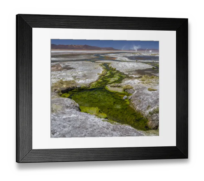 Framed Print : Thermal spring drains into Laguna Salada, in the high altiplano, Bolivia Framed Print : Thermal spring drains into Laguna Salada, in the high altiplano, Bolivia
