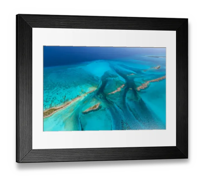 Framed Print : Aerial image showing sandbanks and islands in the Bahamas archipelago, Caribbean Framed Print : Aerial image showing sandbanks and islands in the Bahamas archipelago, Caribbean