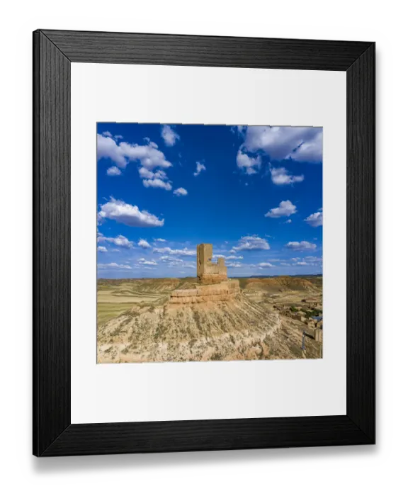 Framed Print : Aerial view of the old Montuenga de Soria Castle, Castille and Leon, Province of Soria Framed Print : Aerial view of the old Montuenga de Soria Castle, Castille and Leon, Province of Soria