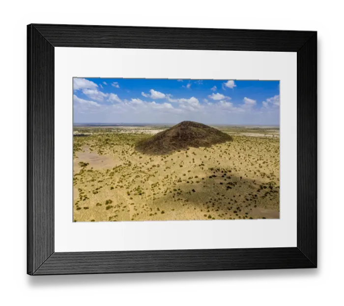 Framed Print : Aerial view of lava flow in Chalbi desert, around North Horr, North Kenya, February 2020