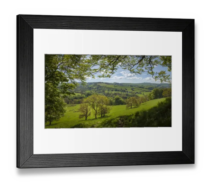 Framed Print : View from edge of woodlands near Pott Shrigley, Peak District National Park, Cheshire, UK Framed Print : View from edge of woodlands near Pott Shrigley, Peak District National Park, Cheshire, UK