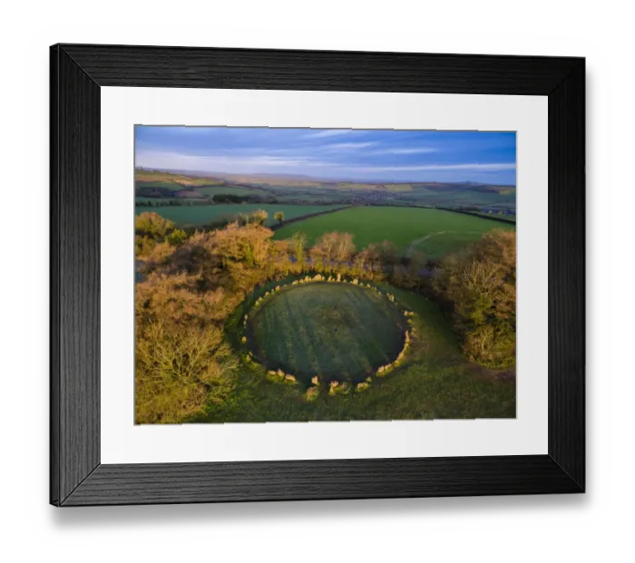 Framed Print : Aerial view of Kings Men stone circle, part of Rollright Stones neolithic complex Framed Print : Aerial view of Kings Men stone circle, part of Rollright Stones neolithic complex