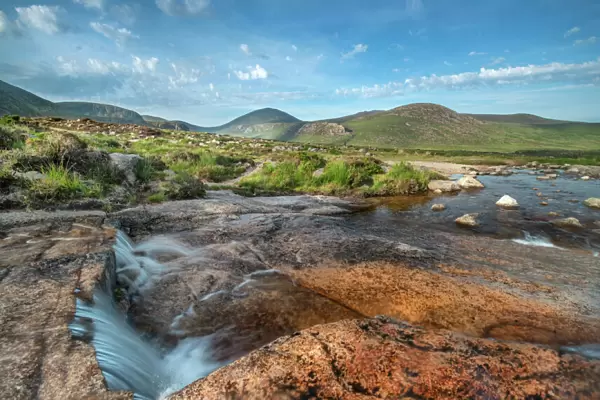 Waterfall on Annalong River, flowing through Mourne Mountains