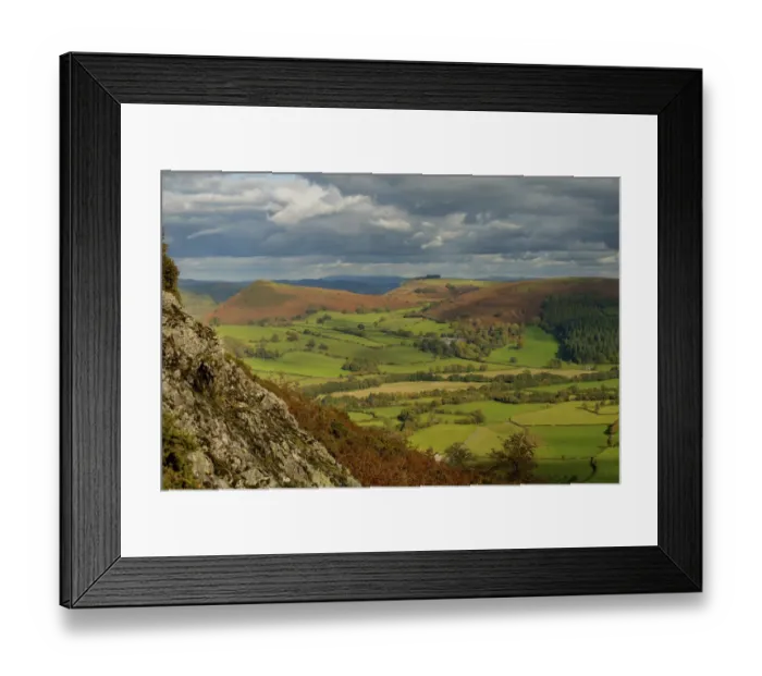 Framed Print : Herrock, Rushock and Bradnor Hill and the Back Brook glacial Framed Print : Herrock, Rushock and Bradnor Hill and the Back Brook glacial