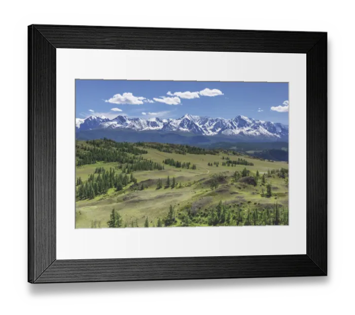 Framed Print : Kuraiskaya steppe landscape with mountains in distance, Altai Republic, Russia Framed Print : Kuraiskaya steppe landscape with mountains in distance, Altai Republic, Russia