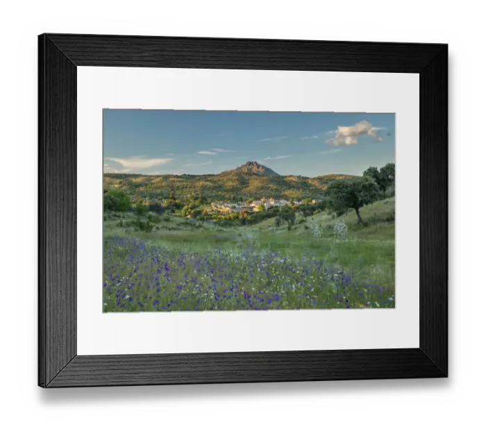 Framed Print : The ancient settlement of Idhana a Velha with the hill top village of Monsanto beyond Framed Print : The ancient settlement of Idhana a Velha with the hill top village of Monsanto beyond