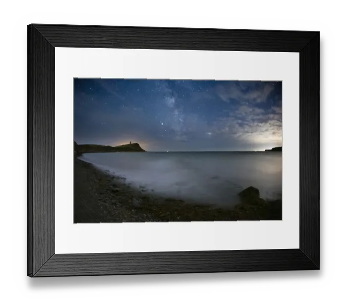 Framed Print : The Milky Way with Saturn and Jupiter in the night sky over Kimmeridge Bay