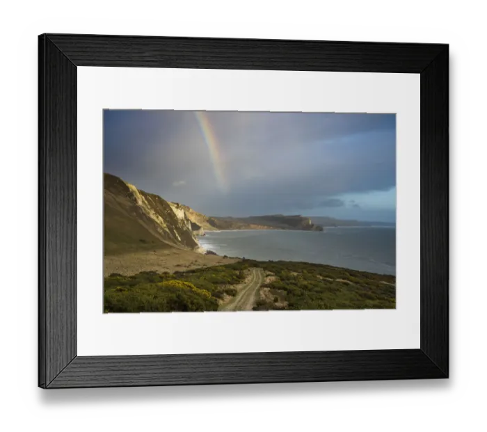 Framed Print : Rainbow over Mupe Bay on Christmas Eve, Jurassic Coast, Dorset, England, UK Framed Print : Rainbow over Mupe Bay on Christmas Eve, Jurassic Coast, Dorset, England, UK
