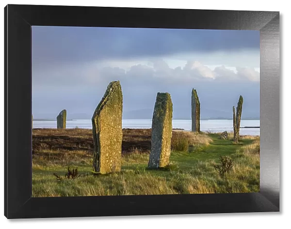 The Ring of Brodgar at dawn, Mainland, Orkney Isles, Scotland. October 2020