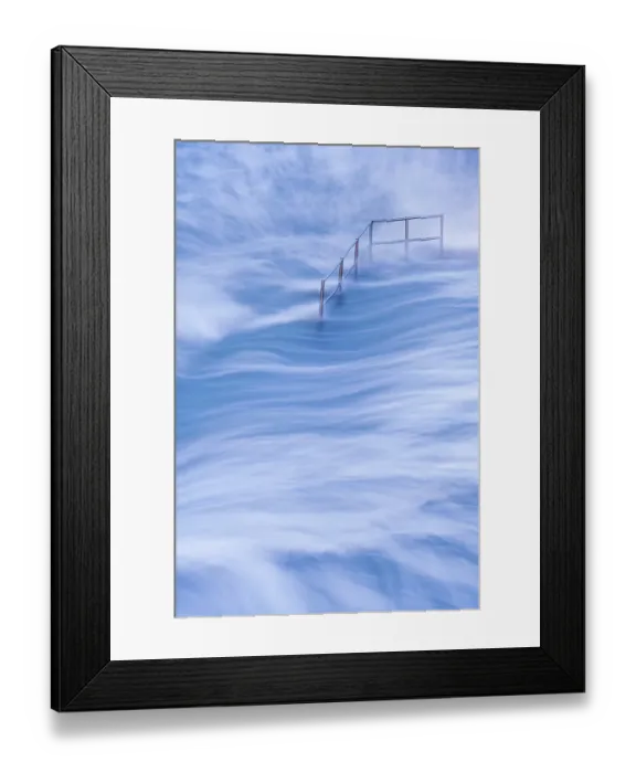 Framed Print : High tide and metal hand railings at Bude Sea Pool, Bude, North Cornwall, UK. May 2021 Framed Print : High tide and metal hand railings at Bude Sea Pool, Bude, North Cornwall, UK. May 2021