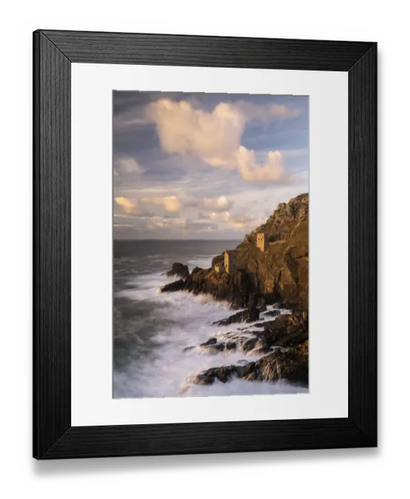 Framed Print : The Crowns Engine Houses at Botallack, high tide at sunset, West Cornwall, UK Framed Print : The Crowns Engine Houses at Botallack, high tide at sunset, West Cornwall, UK