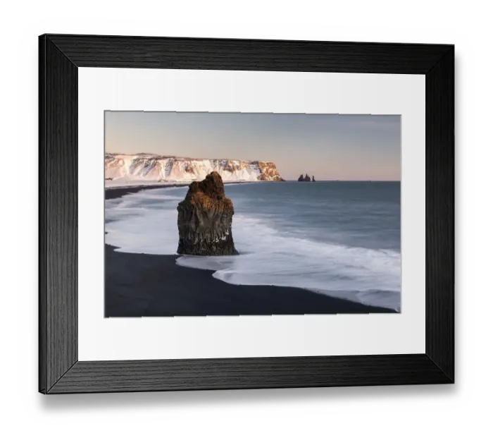 Framed Print : Reynisdrangar basalt sea stack, Vik, Iceland. December 2017 Framed Print : Reynisdrangar basalt sea stack, Vik, Iceland. December 2017