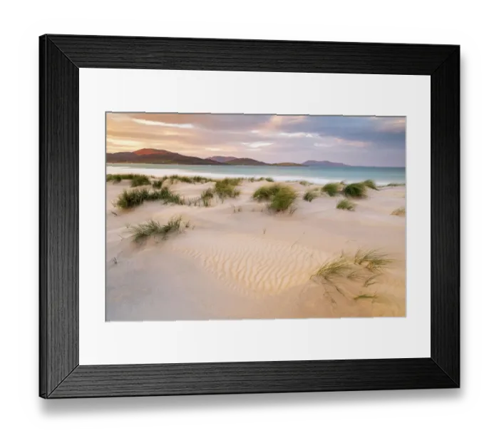 Framed Print : Luskentyre beach / sands, marram grasses and early morning sunlight, Isle of Harris, Outer Hebrides, Scotland, UK. October 2018