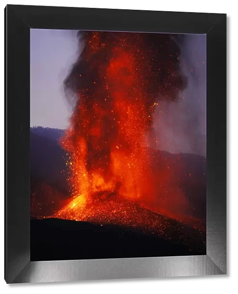 Cumbre Vieja volcano erupting at night, La Palma, Canary Islands, September 2021