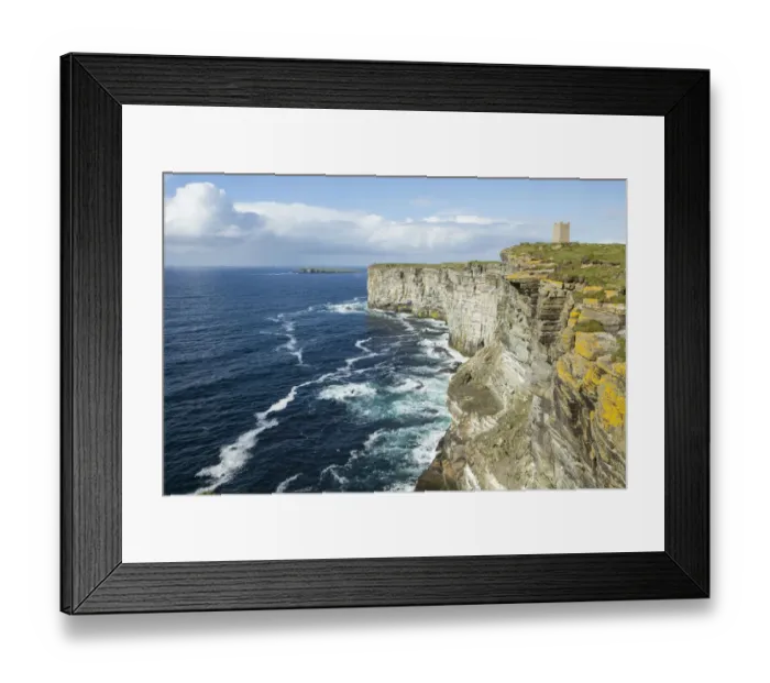 Framed Print : Seabird cliffs, Marwick Head RSPB and Kitchener Memorial tower, Orkney, Scotland, UK Framed Print : Seabird cliffs, Marwick Head RSPB and Kitchener Memorial tower, Orkney, Scotland, UK