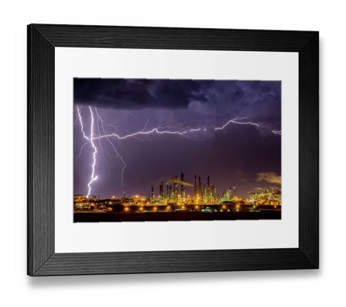 Framed Print : Lightning strike over South Africa's largest coal processing plant. Sasol, Mpumalanga, South Africa, November, 2016 Framed Print : Lightning strike over South Africa's largest coal processing plant. Sasol, Mpumalanga, South Africa, November, 2016
