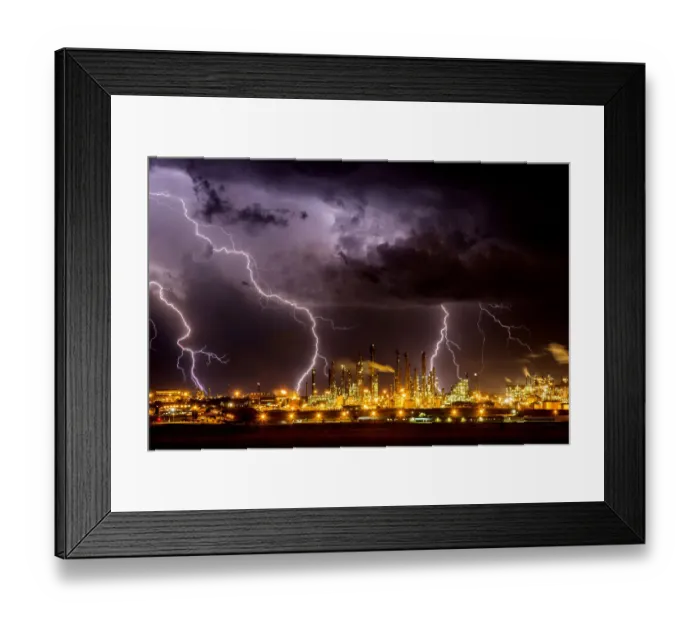 Framed Print : Lightning strike over South Africas largest coal processing plant Framed Print : Lightning strike over South Africas largest coal processing plant