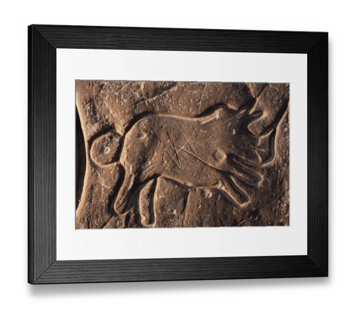 Framed Print : Rhinoceros rock art, Sahara desert, Ait Ouaazik, Southern Morocco, Africa