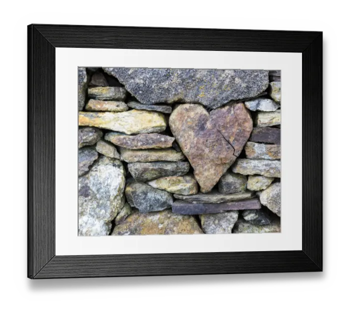 Framed Print : RF - Heart-shaped stone in a wall, Rodel, Harris, Scotland