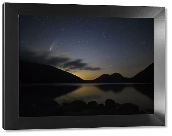 Comet Neowise over Jordan Pond, Acadia National Park, Maine, USA. July, 2020