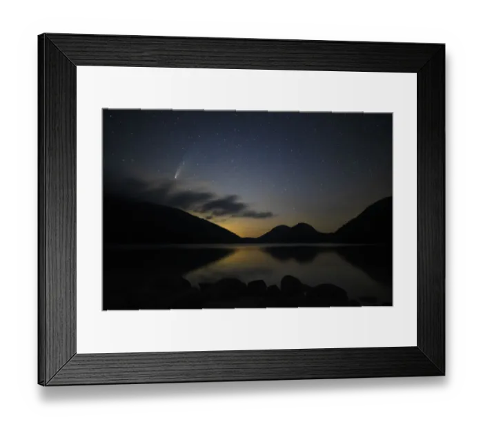Framed Print : Comet Neowise over Jordan Pond, Acadia National Park, Maine, USA. July, 2020 Framed Print : Comet Neowise over Jordan Pond, Acadia National Park, Maine, USA. July, 2020