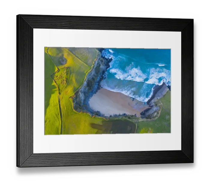 Framed Print : Aerial view of the sea Antuerta beach, Trasmiera Coast. Cantabrian Sea, Cantabria, Spain. January 2020 Framed Print : Aerial view of the sea Antuerta beach, Trasmiera Coast. Cantabrian Sea, Cantabria, Spain. January 2020