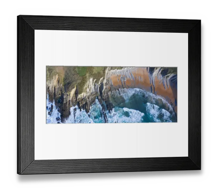 Framed Print : Aerial view of sea and Tagle beach, Cantabria, Spain. February 2020 Framed Print : Aerial view of sea and Tagle beach, Cantabria, Spain. February 2020