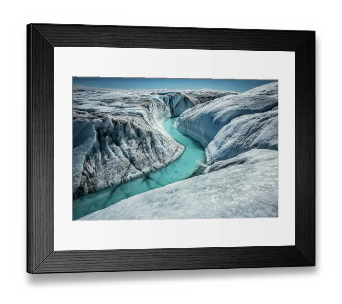 Framed Print : Meltwater river running through the Greenland ice cap, June 2013 Framed Print : Meltwater river running through the Greenland ice cap, June 2013