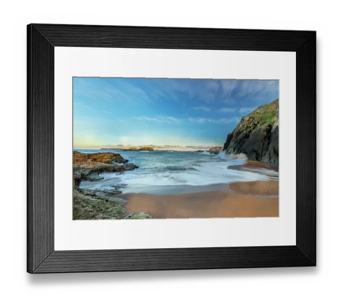Framed Print : View of secluded beach near Ballintoy Harbour, County Antrim, Irish Sea, Northern Ireland. December, 2021 Framed Print : View of secluded beach near Ballintoy Harbour, County Antrim, Irish Sea, Northern Ireland. December, 2021