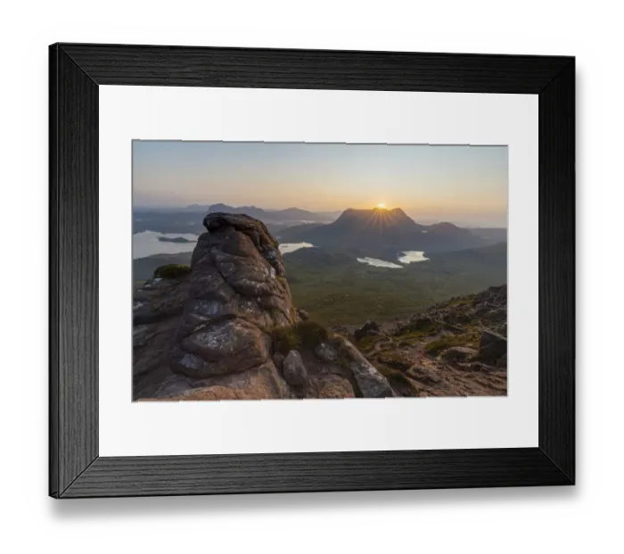 Framed Print : Summer sunrise looking towards Cul Mor from Stac Pollaidh, Inverpolly, Highlands, Scotland. August, 2019 Framed Print : Summer sunrise looking towards Cul Mor from Stac Pollaidh, Inverpolly, Highlands, Scotland. August, 2019