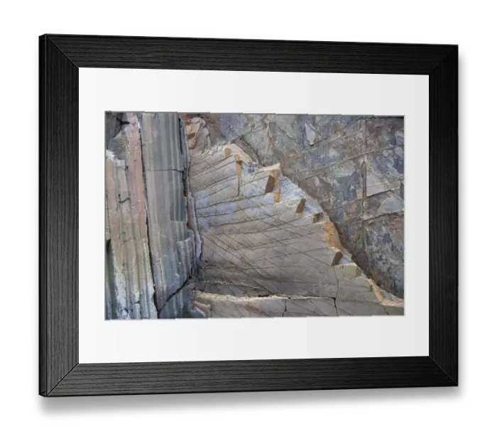 Framed Print : Cemented joints in a vertical bed of Carboniferous, Culm Measures, sandstone, Bude, Cornwall, UK. January, 2022 Framed Print : Cemented joints in a vertical bed of Carboniferous, Culm Measures, sandstone, Bude, Cornwall, UK. January, 2022