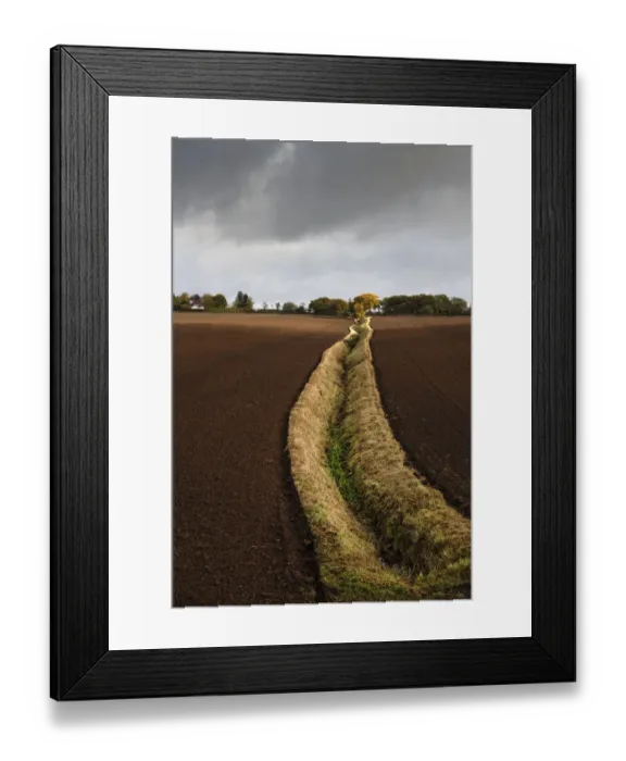 Framed Print : An open field ditch through farmland of recently ploughed fields, Wirral, Cheshire, UK. October, 2020 Framed Print : An open field ditch through farmland of recently ploughed fields, Wirral, Cheshire, UK. October, 2020