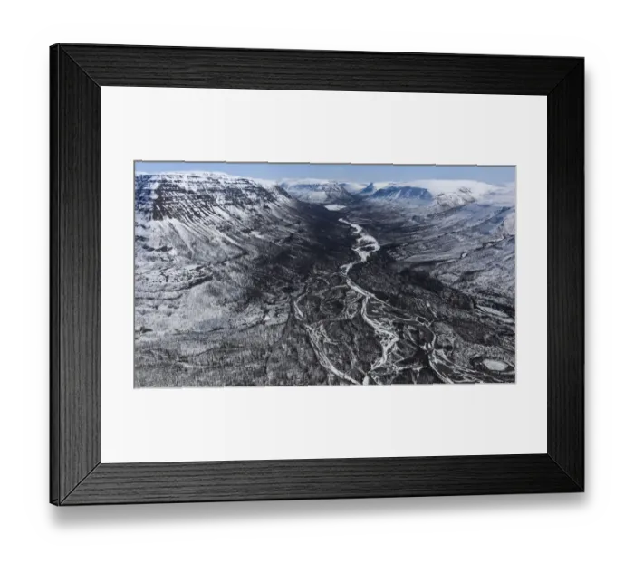 Framed Print : Aerial view of braided river running through valley on snow covered plateau, Putoransky State Nature Reserve, Putorana Plateau, Siberia, Russia. May, 2021 Framed Print : Aerial view of braided river running through valley on snow covered plateau, Putoransky State Nature Reserve, Putorana Plateau, Siberia, Russia. May, 2021