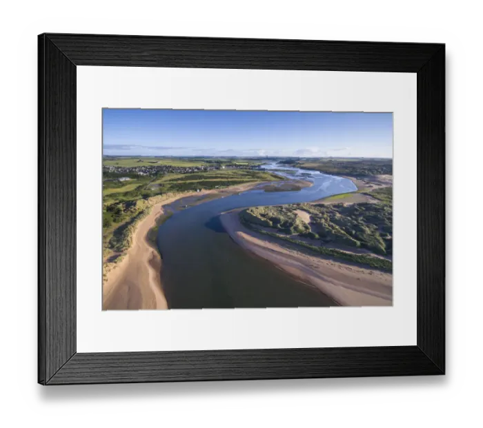 Framed Print : Aerial view of sand dunes along the Ythan Estuary, Aberdeenshire, Scotland, UK. July, 2017 Framed Print : Aerial view of sand dunes along the Ythan Estuary, Aberdeenshire, Scotland, UK. July, 2017