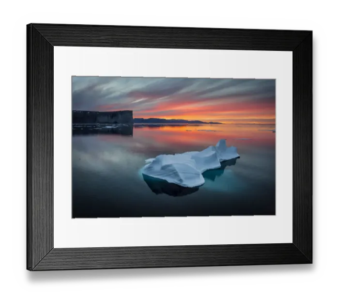 Framed Print : Sunset off Scott Island, with floating pieces of sea ice, Scott Inlet, Baffin Island, Canadian Arctic, August 2015 Framed Print : Sunset off Scott Island, with floating pieces of sea ice, Scott Inlet, Baffin Island, Canadian Arctic, August 2015