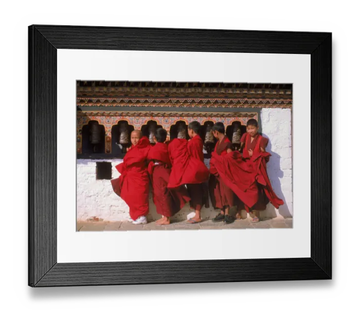 Framed Print : Monks turning prayerwheels. Punakha festival, Bhutan Framed Print : Monks turning prayerwheels. Punakha festival, Bhutan