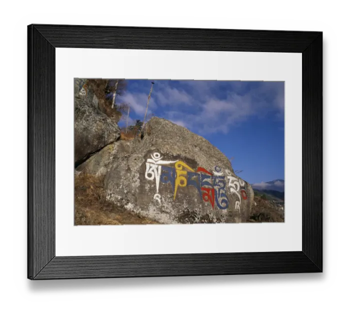 Framed Print : Domani rock prayers outside Kurjey monastery, Bumthang, Central Bhutan 2001 Framed Print : Domani rock prayers outside Kurjey monastery, Bumthang, Central Bhutan 2001